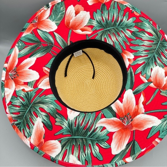 Stylish Wide Brim Straw Hat with Floral Trim Women’s Summer Sunny Beach main image 4